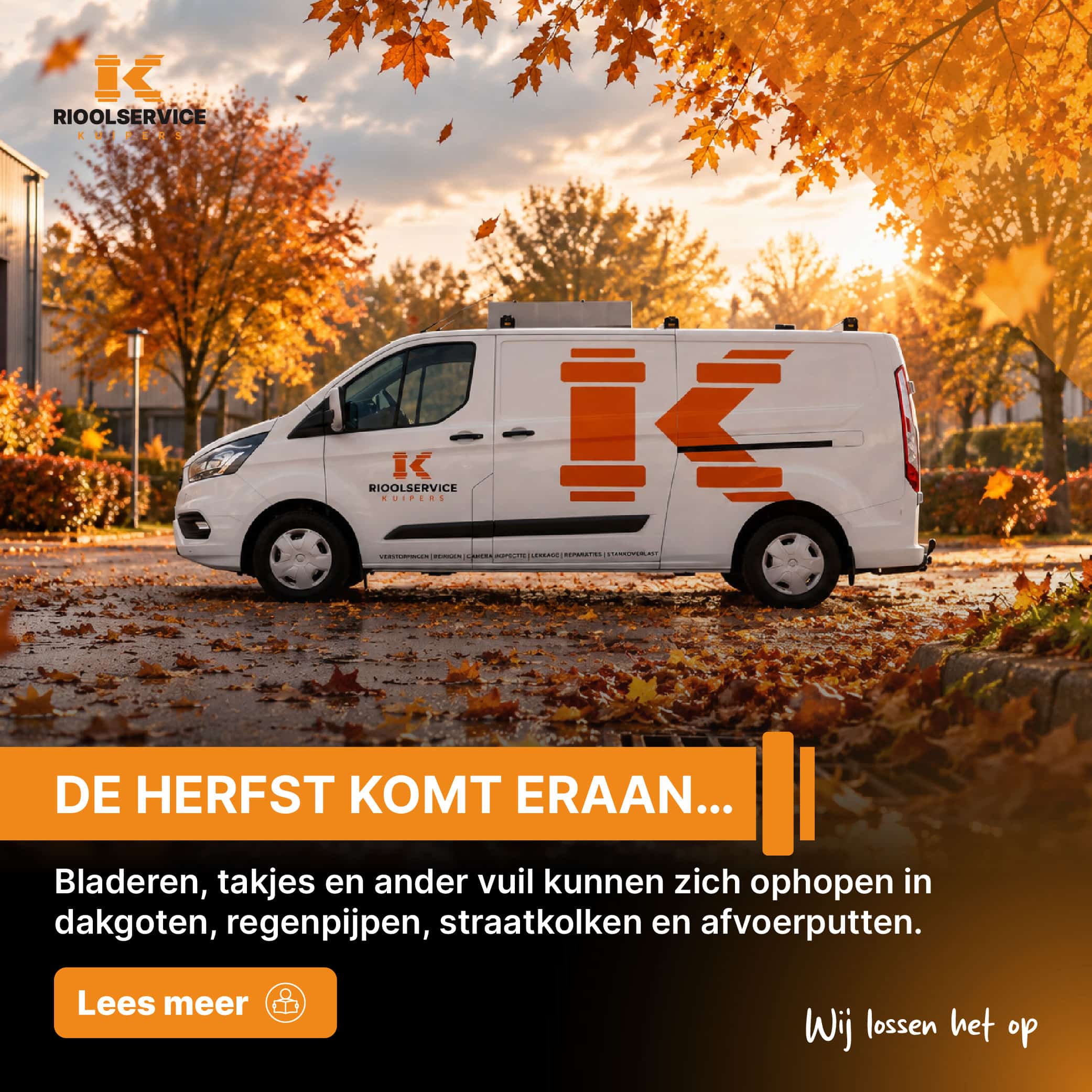 Riool verstopt door bladeren